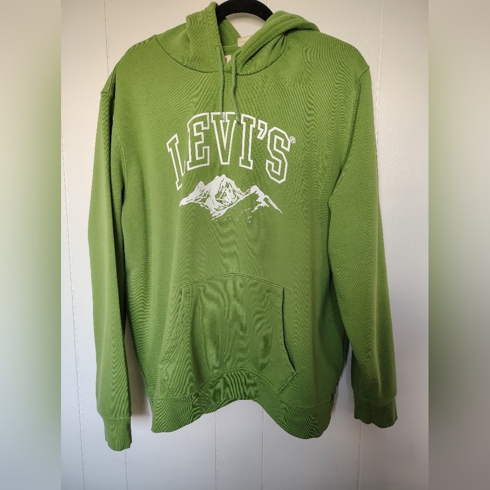 Levi's Olive Hoodie with Mountain Design Size L